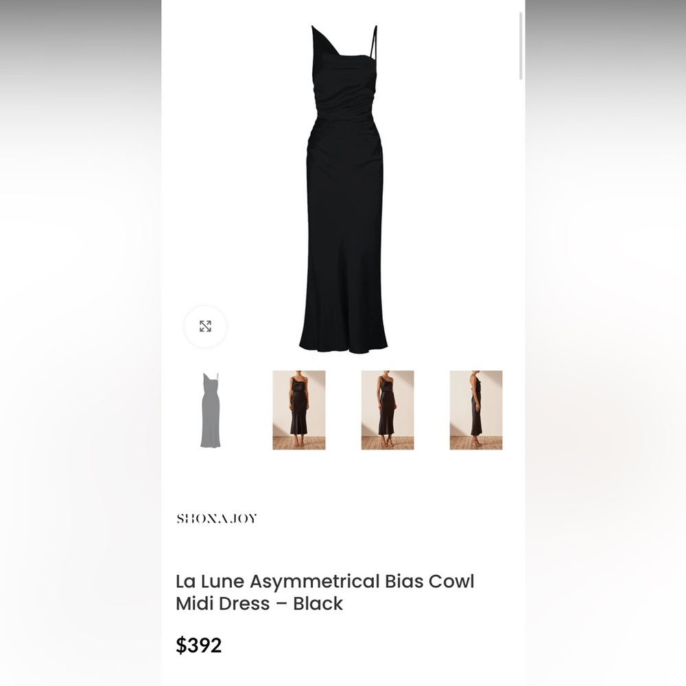 Shona Joy Black Maxi Dress - La Lune Asymmetrical Bias Cowl Midi Dress in Black